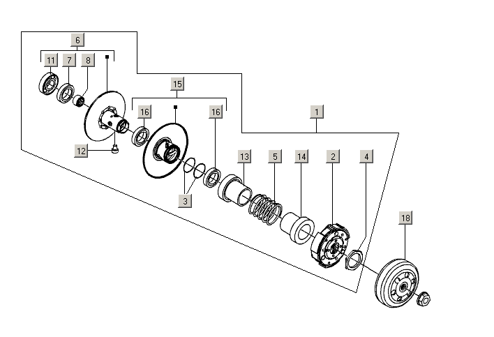 Gilera Stalker 50 2T E2 2005-2006 - Aangedreven Poelie Koppeling