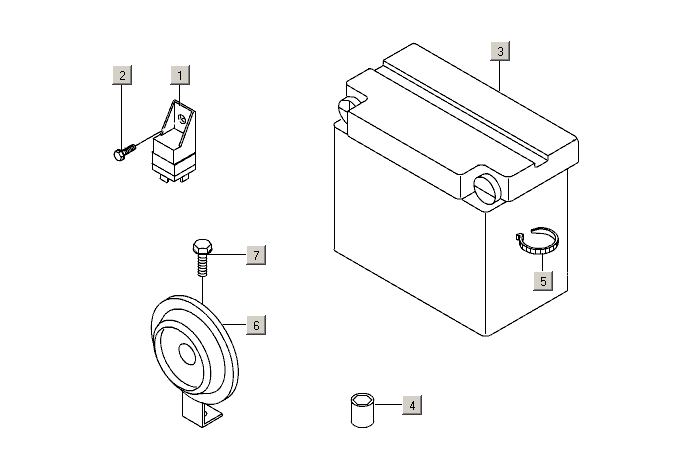 Gilera Stalker 50 2T E2 2005-2006 - Accu, Startrelais & Claxon