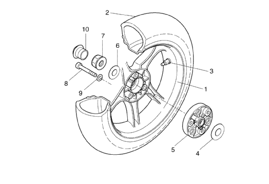 Yamaha Aerox 50 SP 1999-2012 - Achterwiel