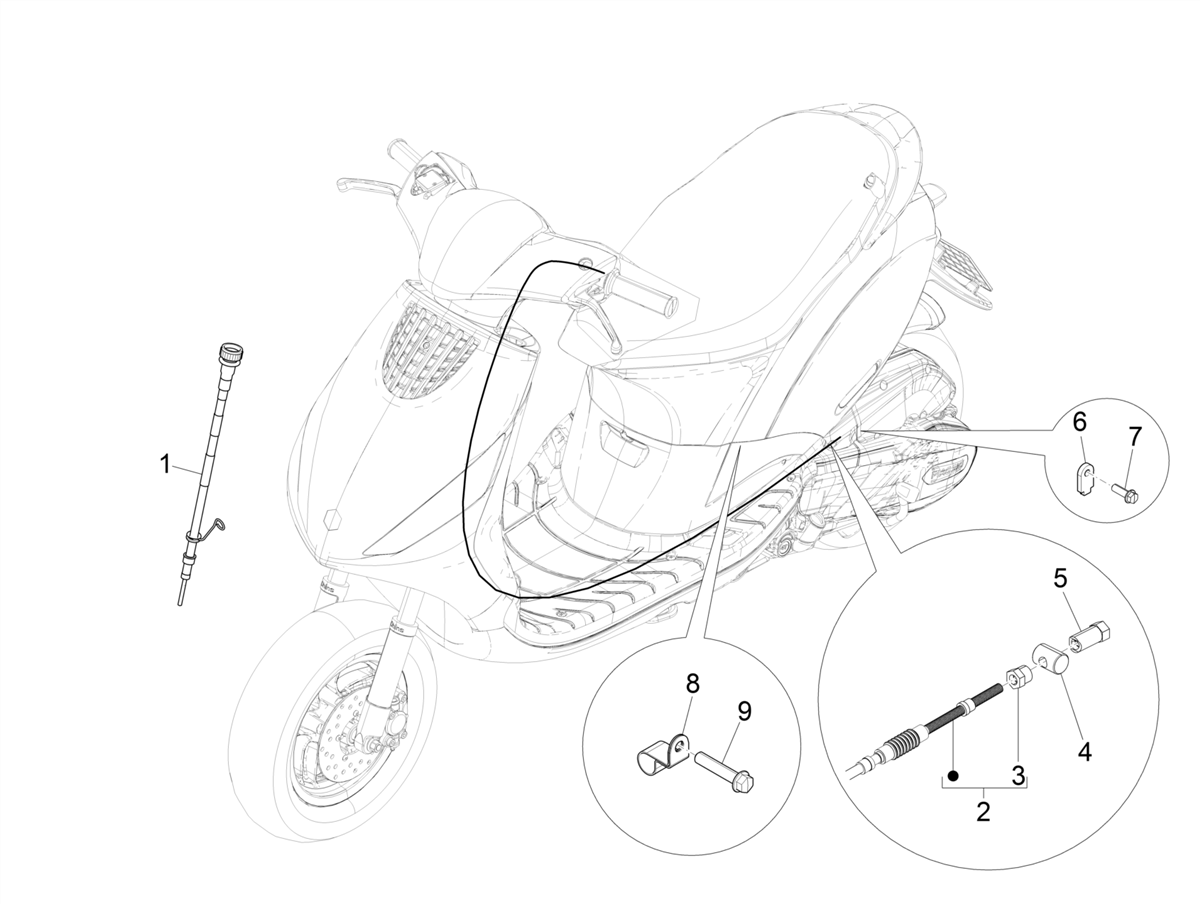 Zip 50 4T NOABS E5 2021-2023 - Bowdenkabels