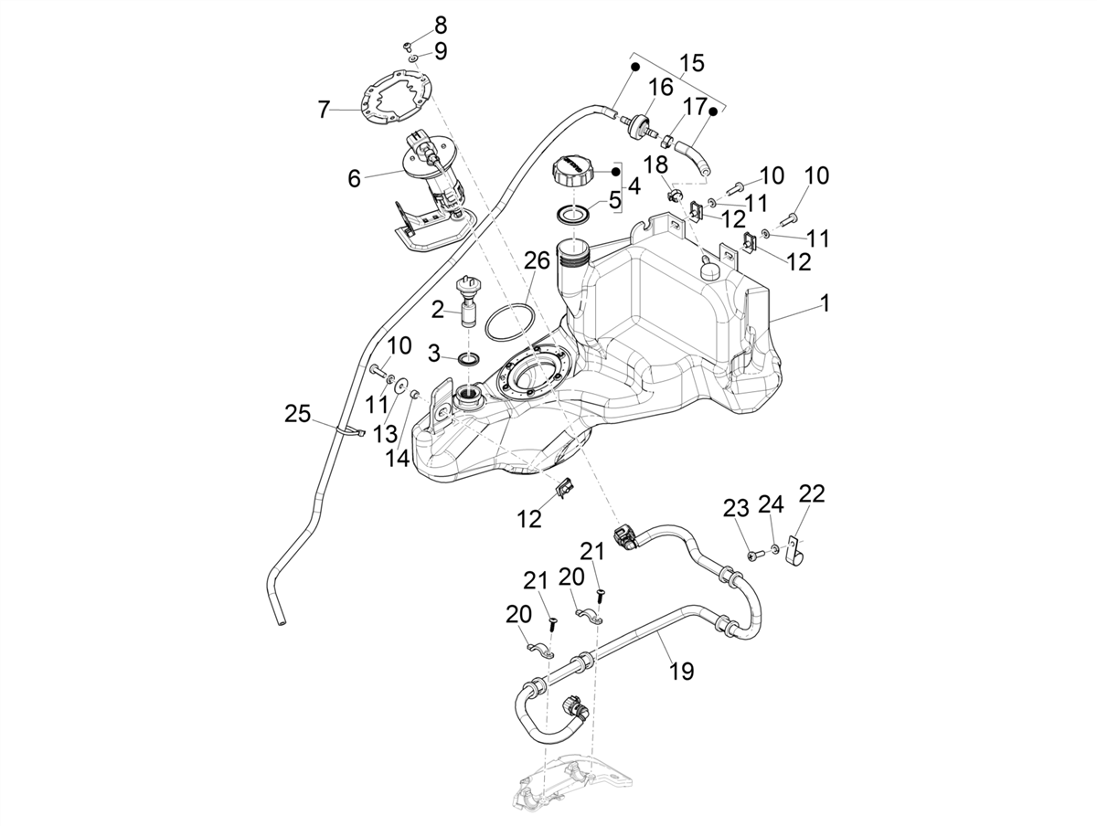 Zip 50 4T 25 Km/h NOABS E4 2018 - 2020 - Brandstoftank