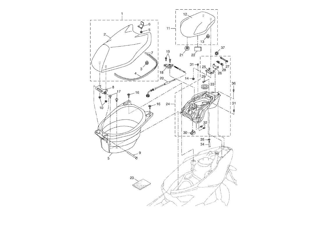Yamaha Aerox 50 R Facelift 2013-2016 - Zadel & Buddybak