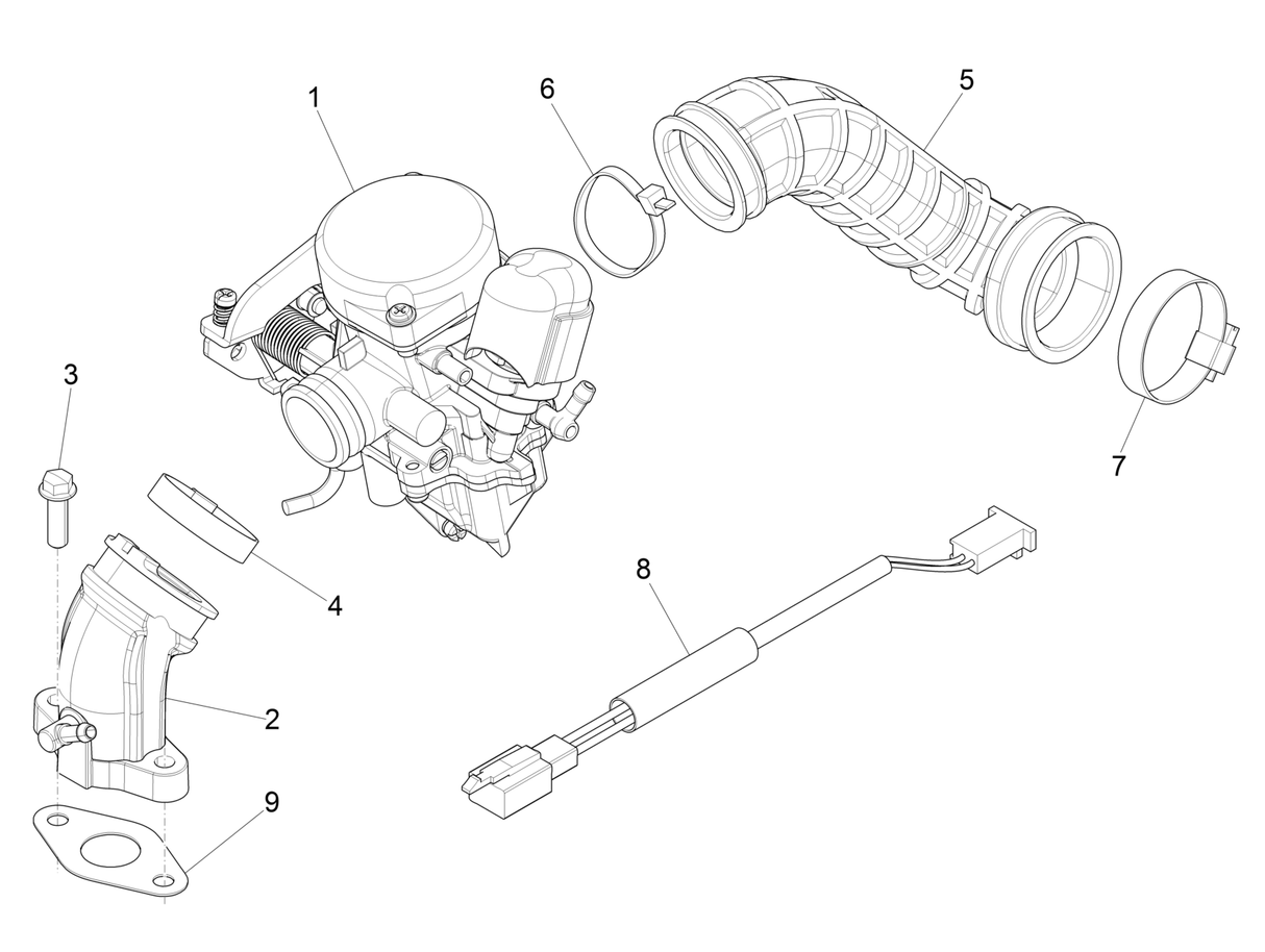 Zip 50 4T NOABS E2 2006-2013 - Carburateur & Inlaatspruitstuk