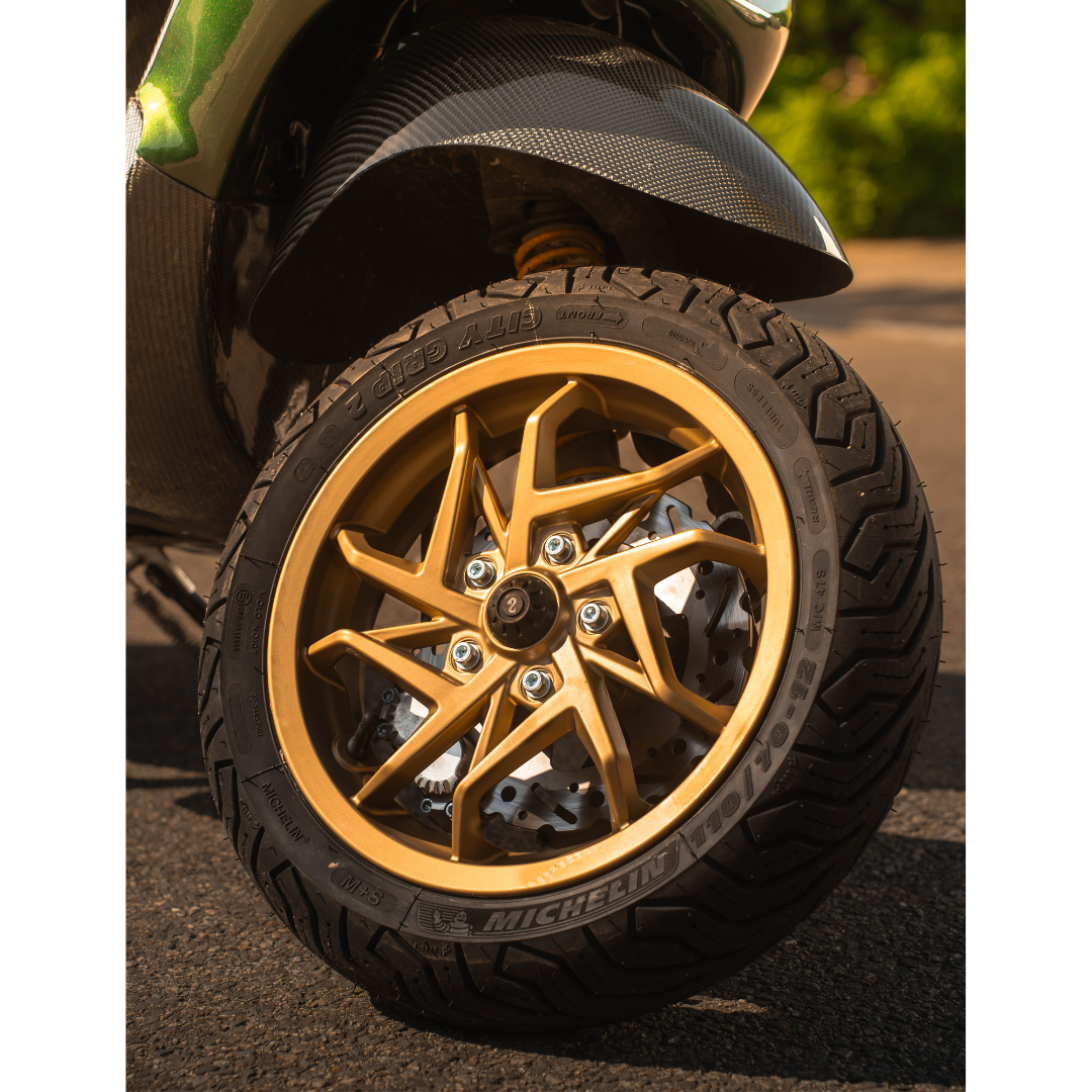 Velgenset Vespa RST Incl Remtrommel Adapter 12 Inch Mat Zwart Piaggio Zip SP