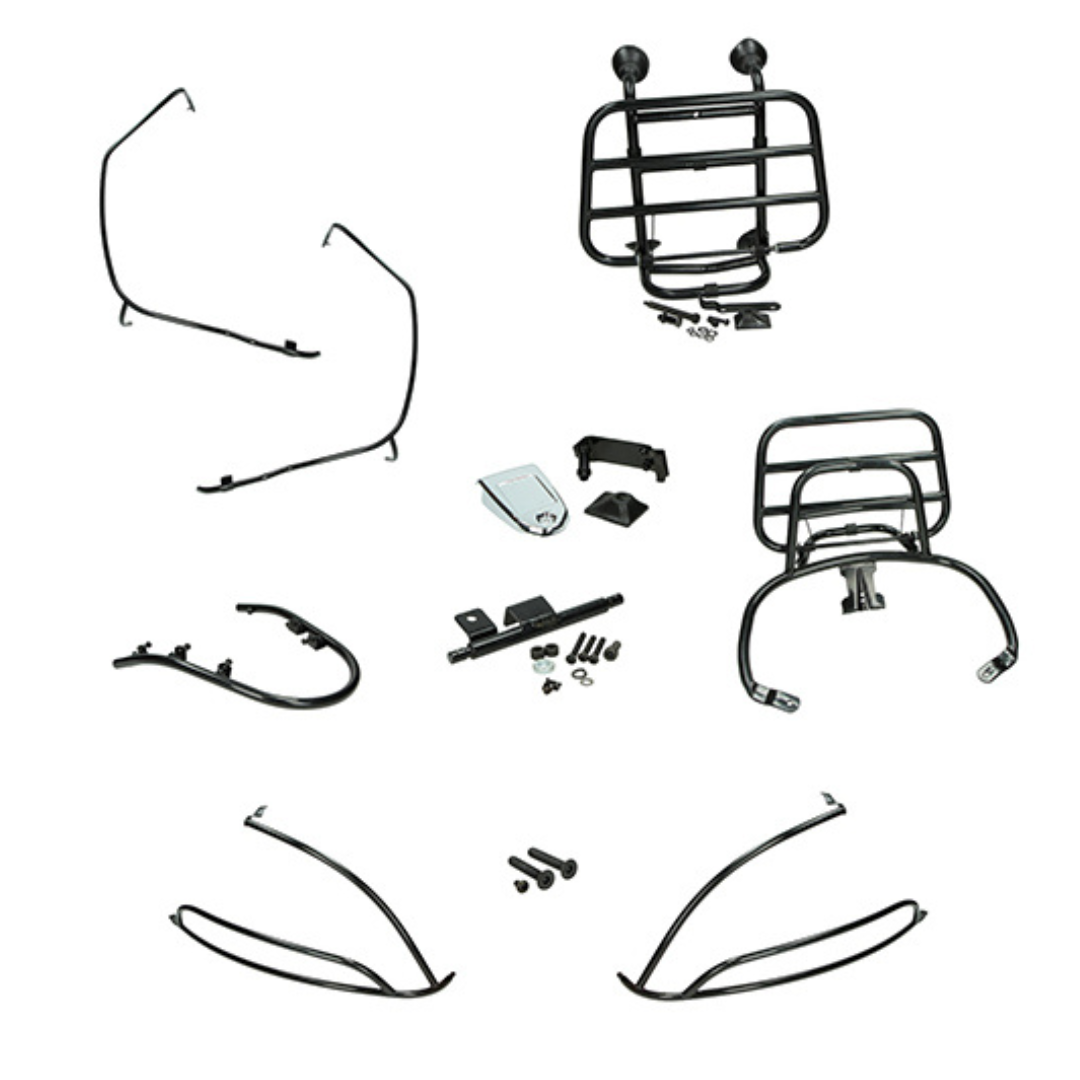 Decorative bracket set complete + carriers black shine 5 -piece - Vespa