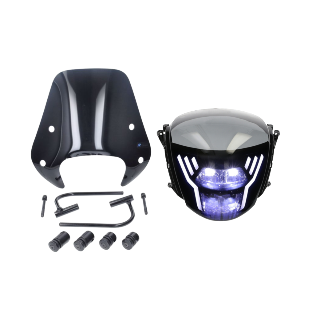 Sport 1 Koplamp + Laag Windscherm Glans Zwart Piaggio Zip 2-4 Takt