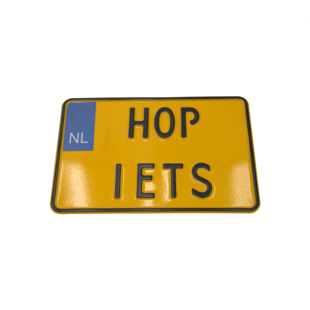 Plaque de moto hollandaise Hop quelque chose