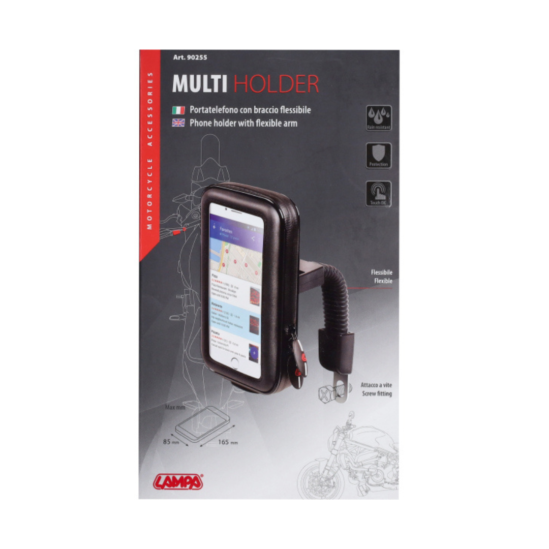 Telefoonhouder Lampa Spiegelbevestiging 110x160x30MM Zwart Scooter/Fatbike