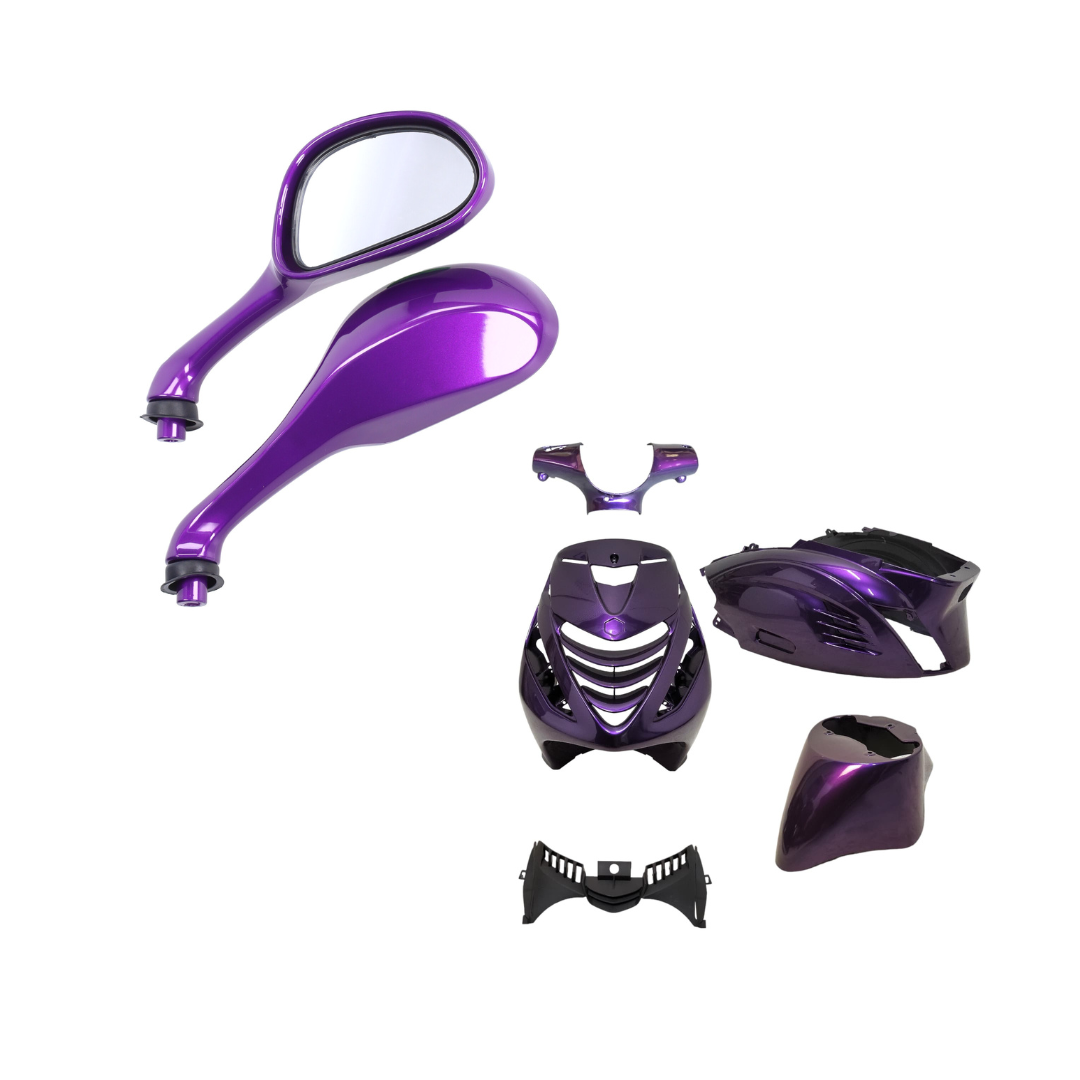 SP RS1 Kappenset + Runner Spiegels Twilight Paars Piaggio Zip Bundel