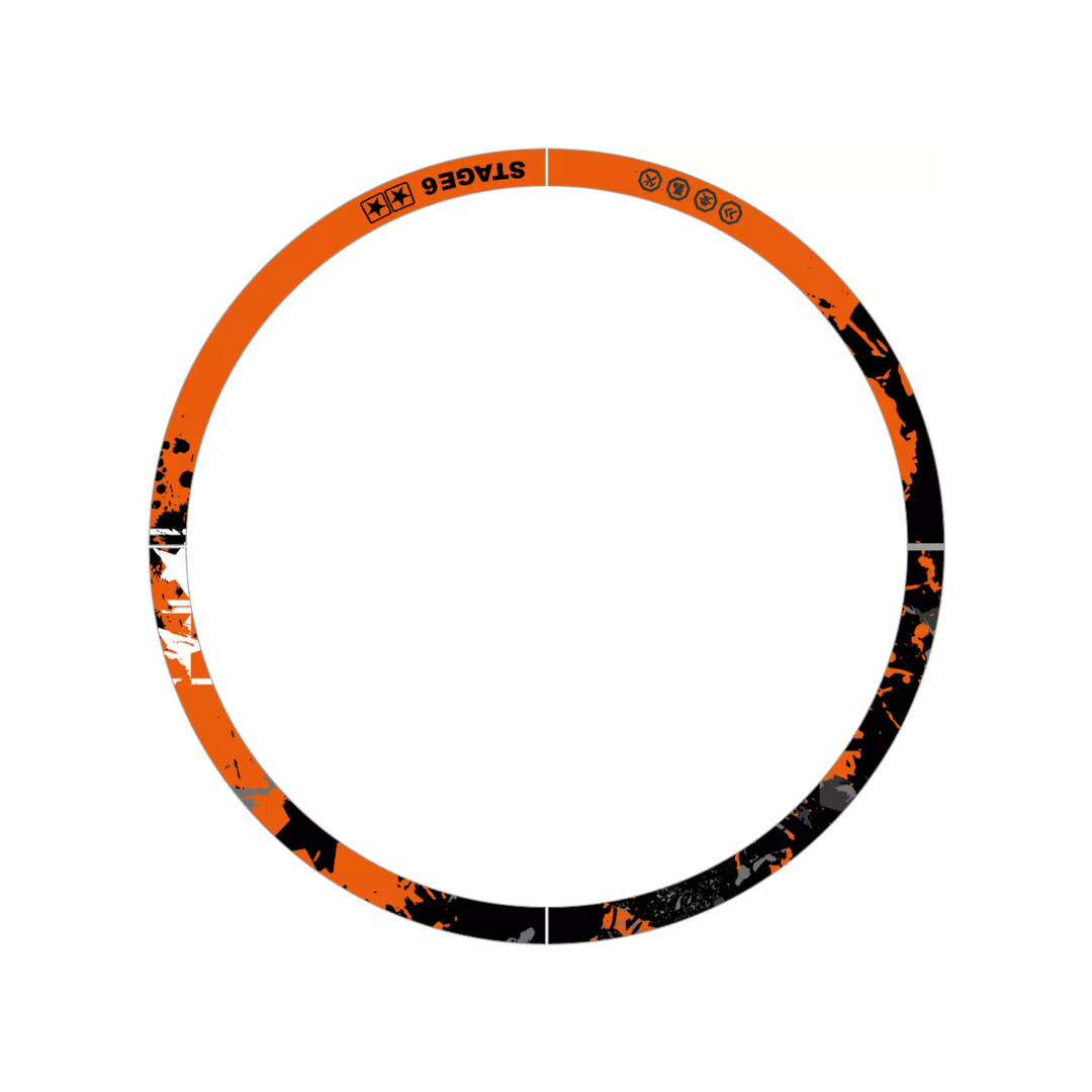 Set d'autocollants de jante Stage6 Orange/Noir 10 pouces Autocollants de jante