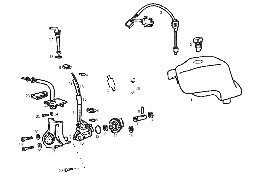 Derbi Senda SM 50 2T 2ª ED DRD 2002-2003 - Olietank & Oliepomp