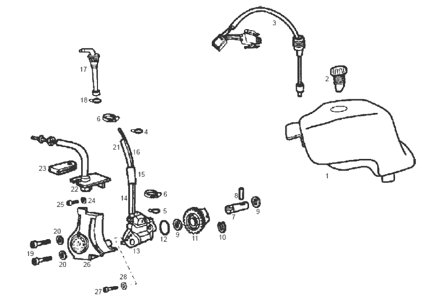 Derbi Senda SM 50 2T DRD Edition Black E2 2005 - Olietank & Oliepomp