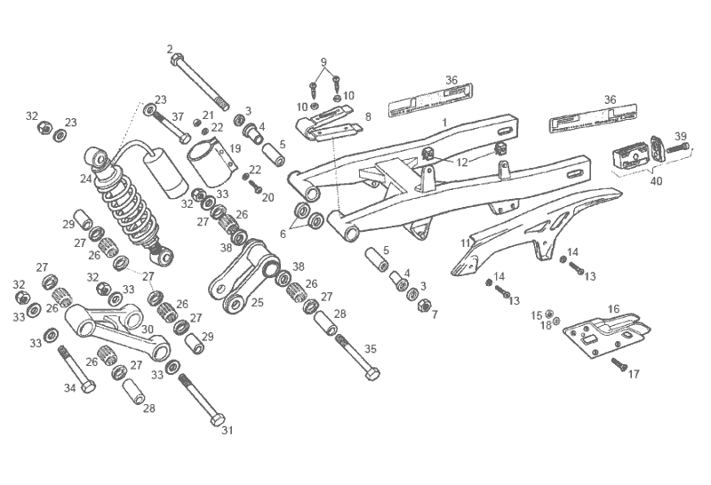 Derbi Senda SM 50 2T DRD Edition Black E2 2005 - Schommelarm & Schokbreker Achter