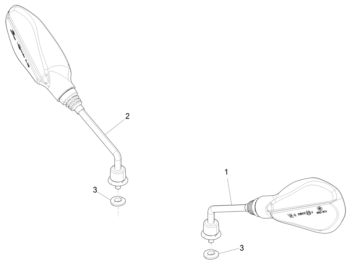 Zip 50 4T 25Km/h NOABS E5 2021-2023 - Spiegels