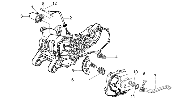 Vespa LX 50 4T 2005-2012 - Startmotor & Kickstarter