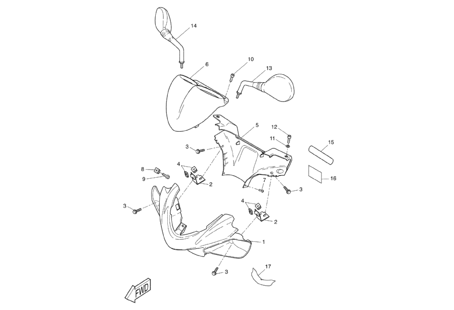 Yamaha Aerox 50 SP 1999-2012 - Stuurkap & Spiegel