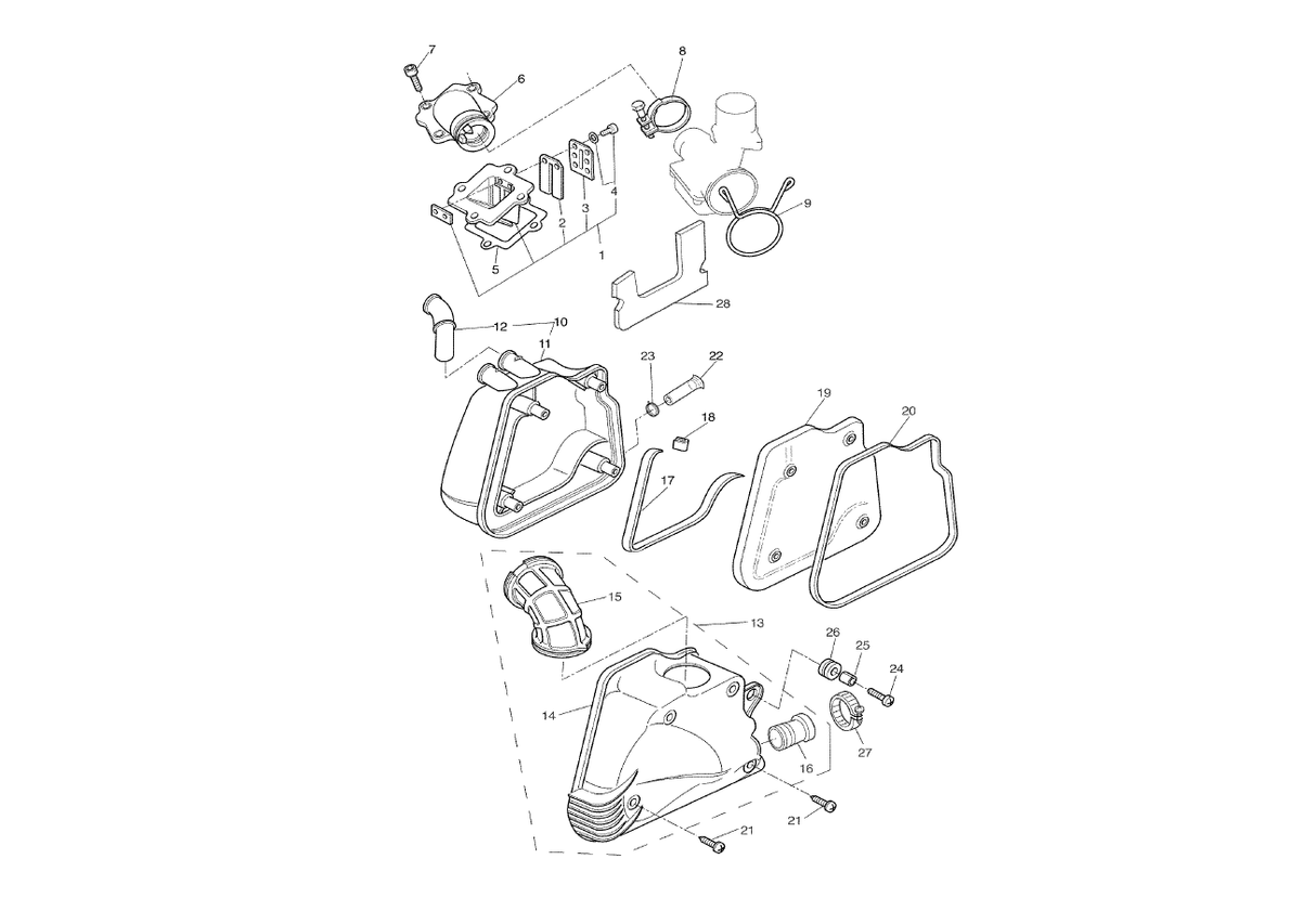 Yamaha Aerox 100 2T 2002 E1 2000-2002 - Toevoer & Luchtfilterhuis