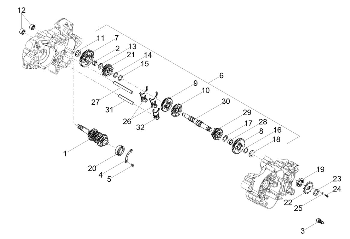 Derbi Senda SM 50 2T X-Treme E4 2018-2020 - Transmissie