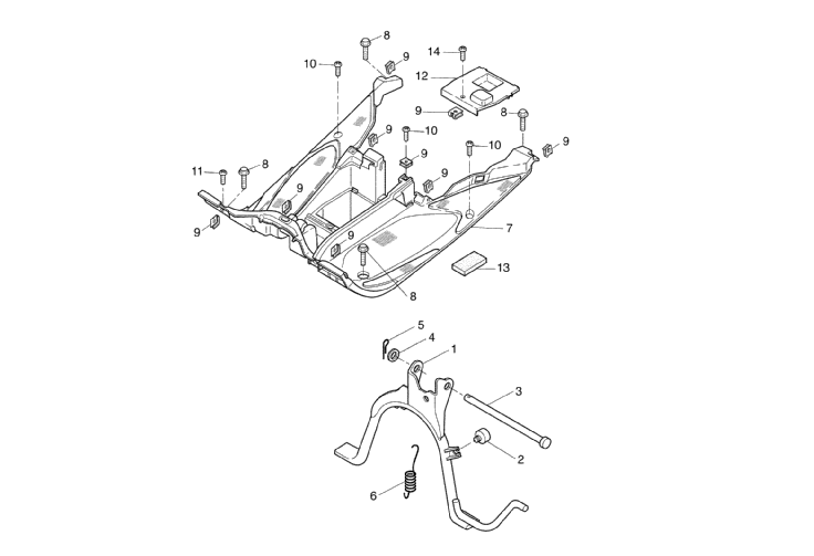 Yamaha Aerox 50 SP 1999-2012 - Treeplank & Middenstandaard