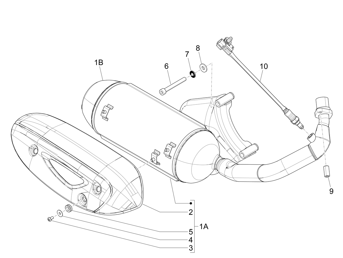 Zip 50 4T 25Km/h NOABS E5 2021-2023 - Uitlaat