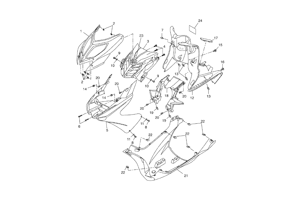 Yamaha Aerox 50 R Facelift 2013-2016 - Voorscherm, Binnenbekleding & Onderschermbeplating