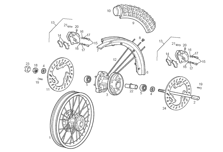 Derbi Senda SM 50 2T 2ª ED DRD 2002-2003 - Voorwiel