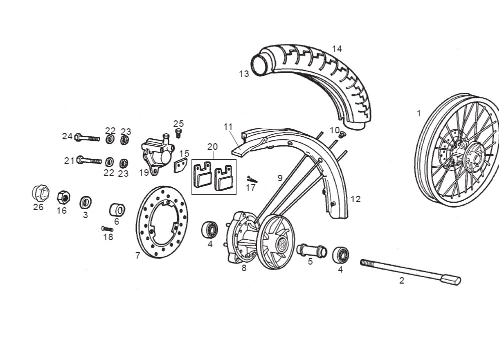 Derbi Senda SM 50 2T 2ª ED X-Treme E1 2003 - Voorwiel