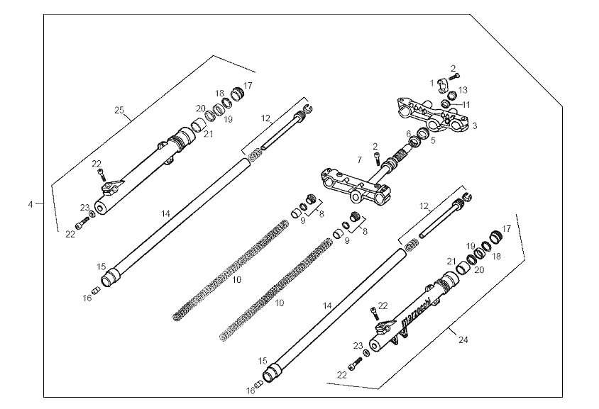 Derbi Senda SM 50 2T DRD Edition E2 2005 - Voorvork