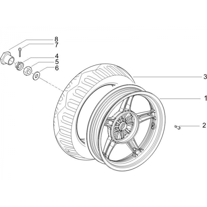 Achterwiel | Zip 50 4T 25 Km/h NOABS E2 2006-2016 (EMEA)