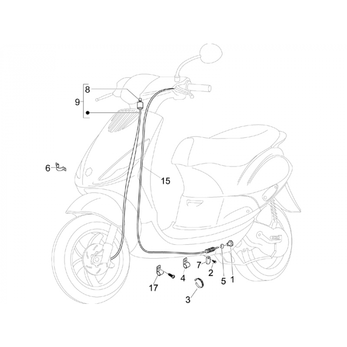 Bowdenkabels | Zip 50 4T 25 Km/h NOABS E2 2006-2016 (EMEA)