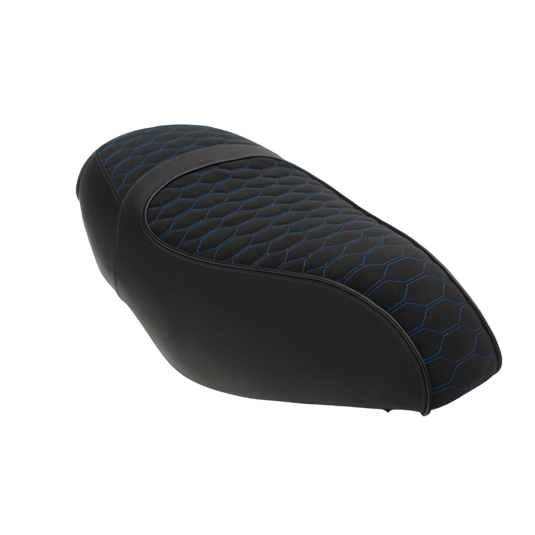 Fenom Zadelhoes Alcantara Look Blauw Piaggio Zip