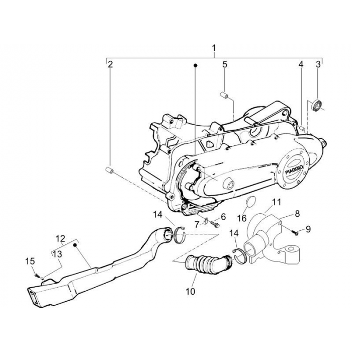 Kickstartdeksel - luchtslang | Zip 50 4T 25 Km/h NOABS E2 2006-2016 (EMEA)