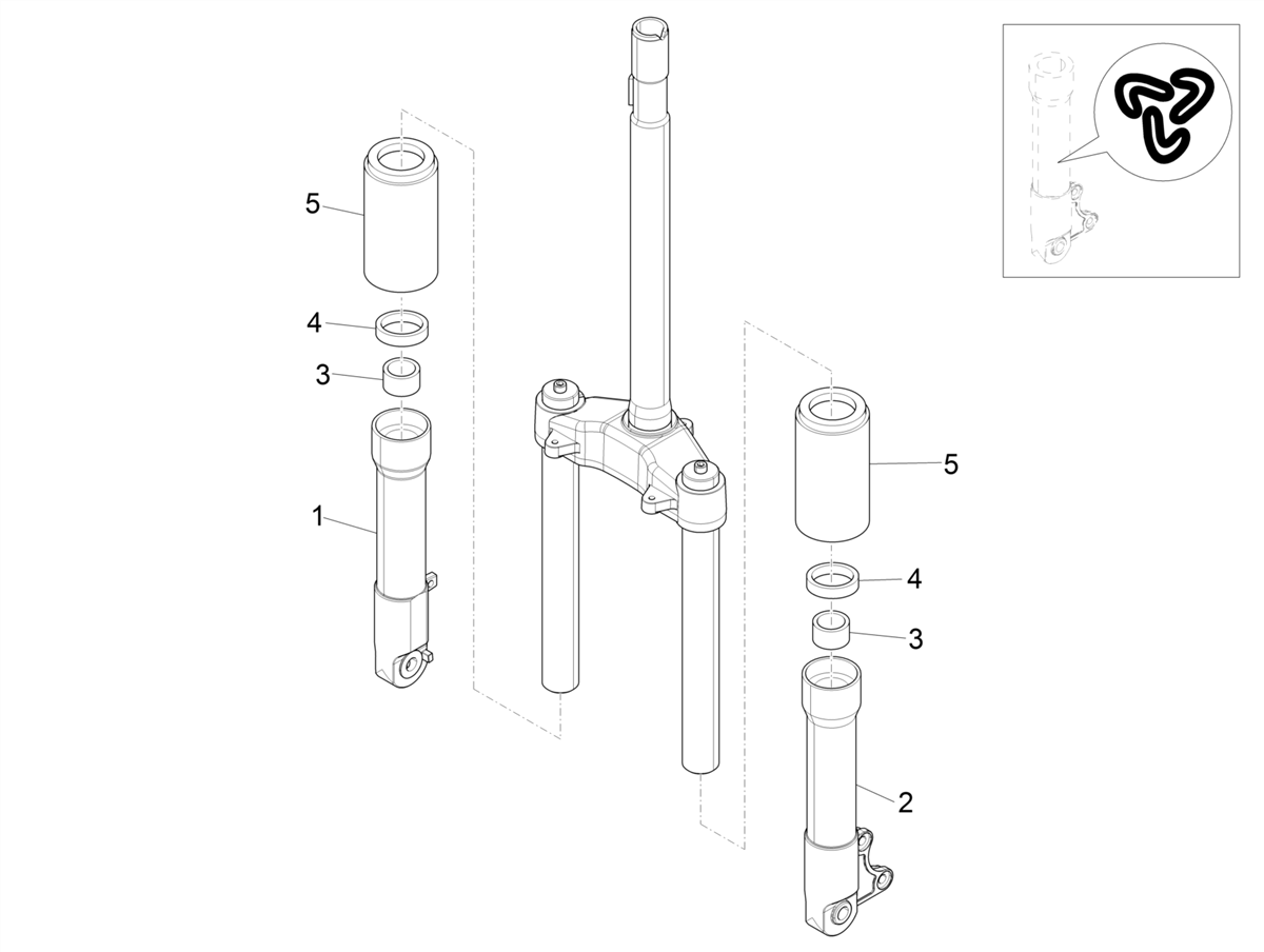 Zip 50 4T 25 Km/h NOABS E4 2018 - 2020 - Voorvork Componenten