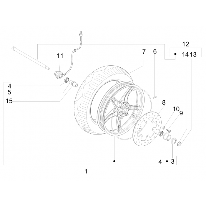 Zip della ruota anteriore 50 4t 25 km/h NOABS E2 2006-2016 (EMEA)