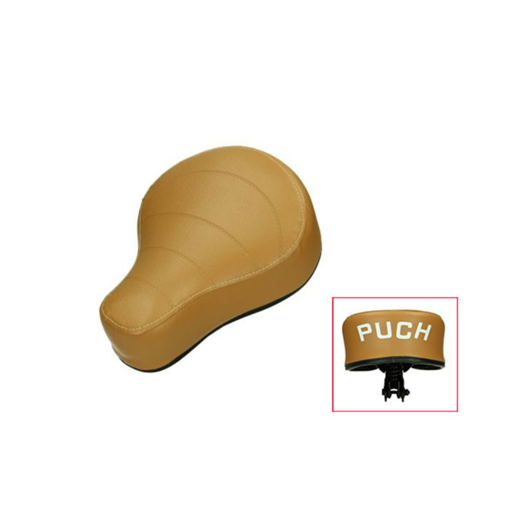 Saddle with Logo Brown Camel Fits Puch Maxi (Made in EU)