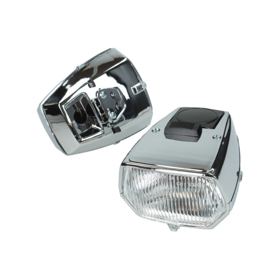 Headlight DMP + Switch Square Chrome Fits Maxi, Puch