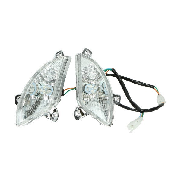 Flashing light set front clear e-mark fitting on La Souris Vespelini / BTC Riva