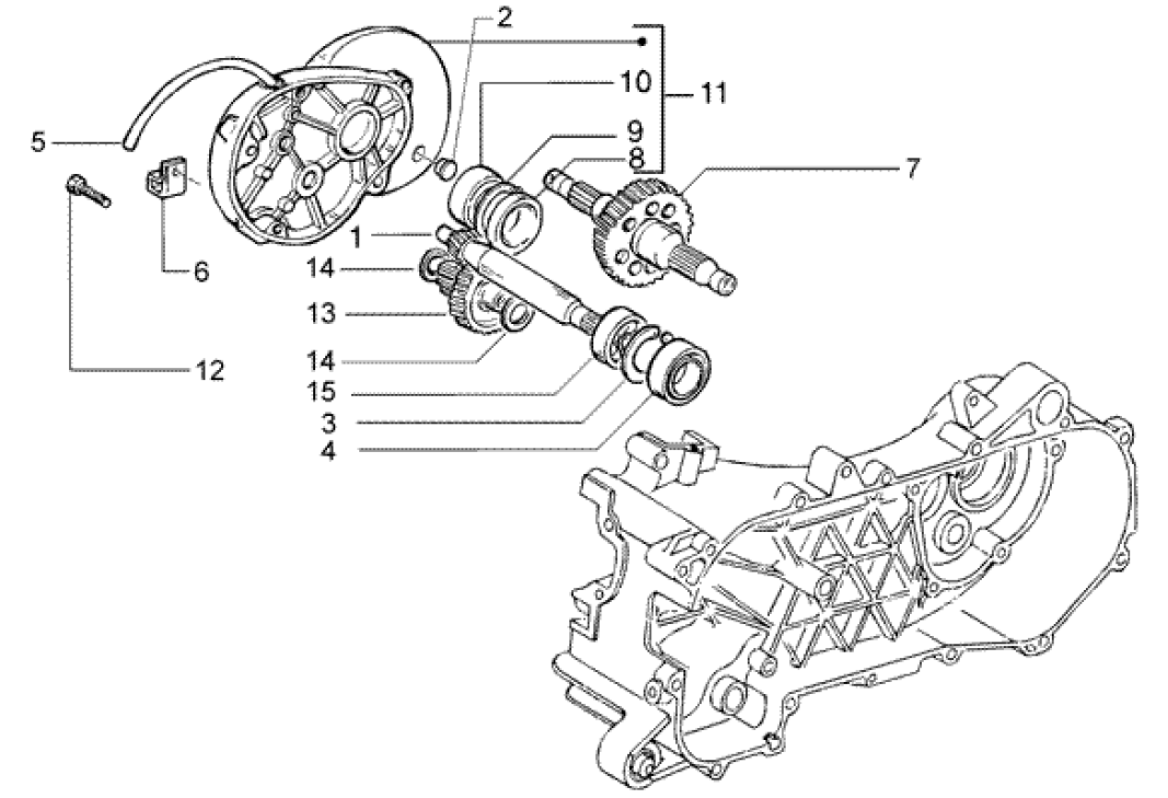 Gilera DNA 50 2T E2 2005 - Aandrijfschacht