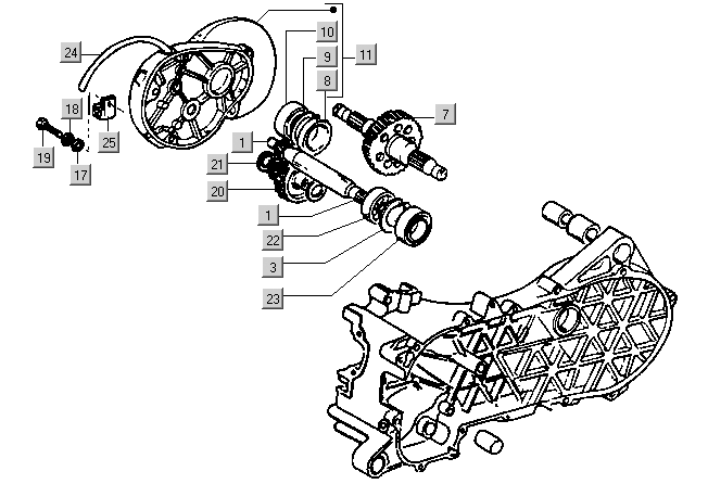 Gilera DNA 50 2T E1 2000-2001  - Aandrijfschacht