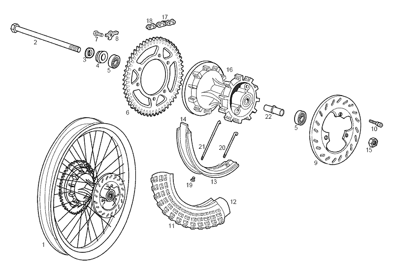 Derbi Senda SM 50 2T 2ª ED DRD 2002-2003 - Achterwiel