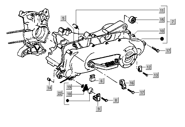 Gilera DNA 50 2T E1 2000-2001  - Carterdeksel