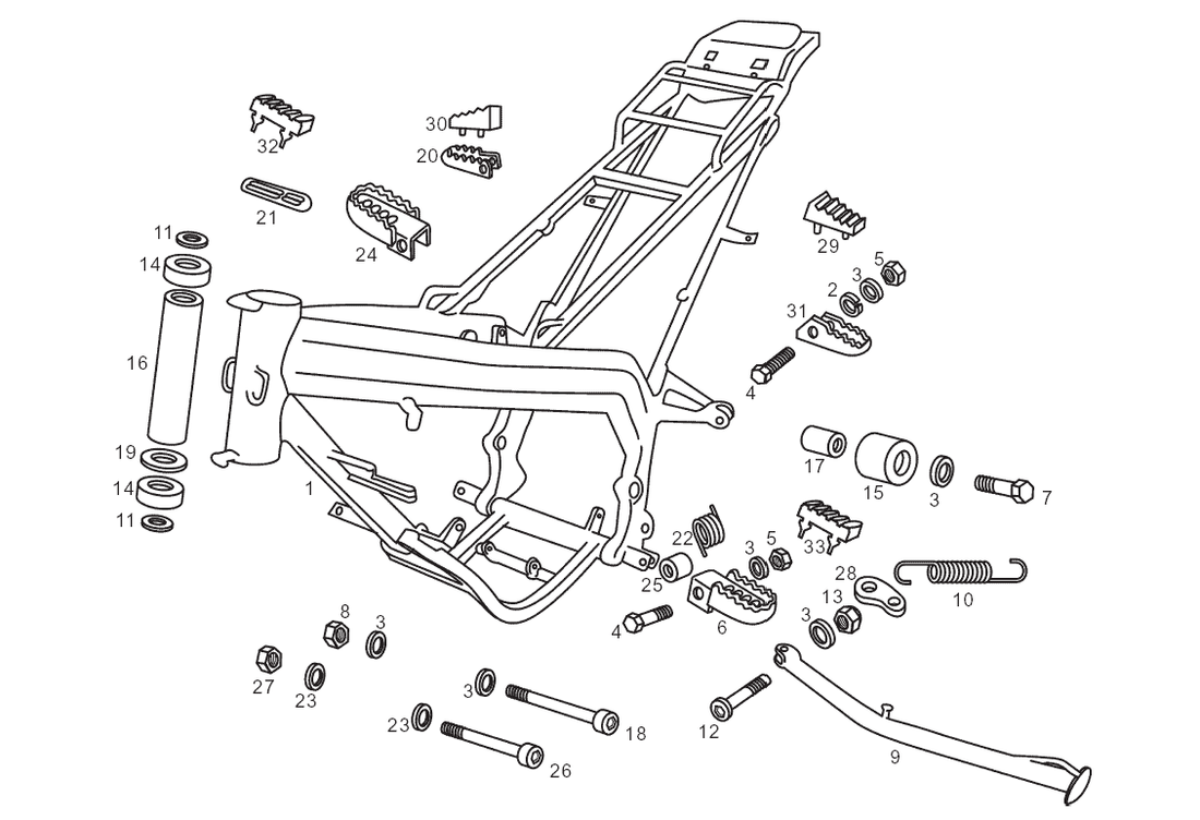 Derbi Senda SM 50 2T 2000-2001 – Chassis Zijstandaard