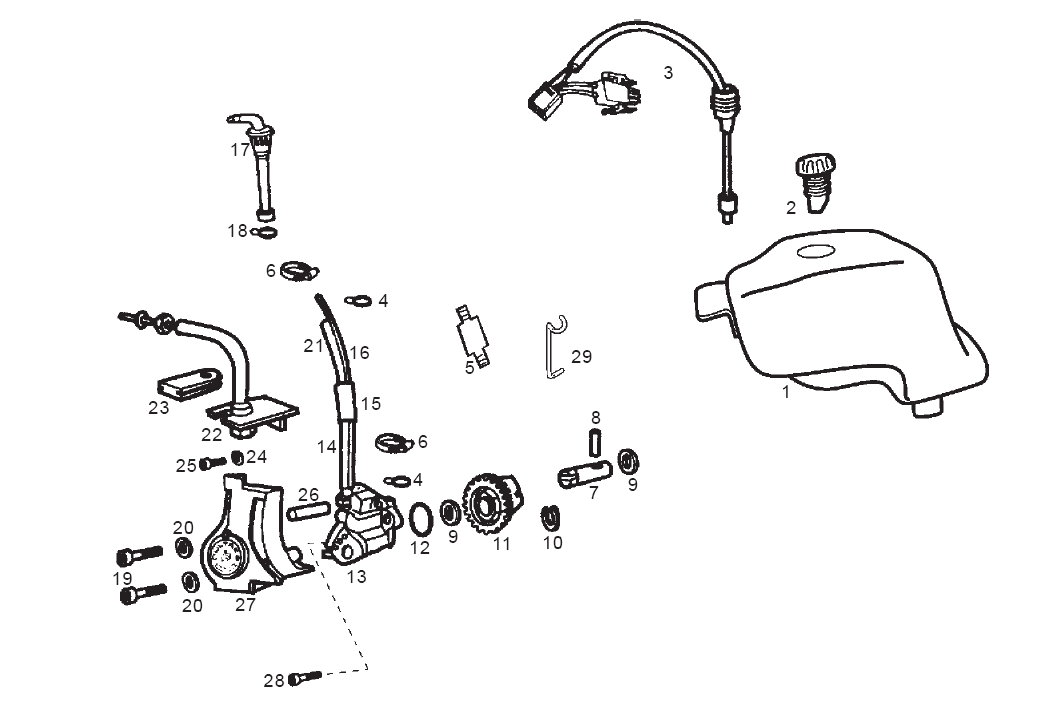 Derbi Senda SM 50 2T 2ª ED X-Treme E1 2003 – Olietank Oliepomp