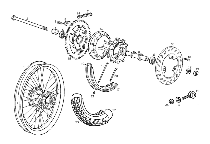 Derbi Senda SM 50 2T 2ª ED X-Treme E2 2005 – Achterwiel