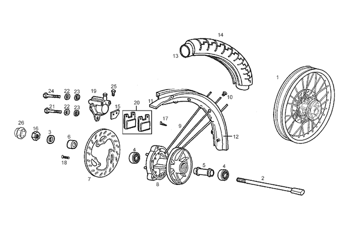 Derbi Senda SM 50 2T 2ª ED X-Treme E2 2005 – Voorwiel