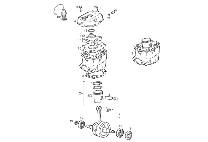 Derbi Senda SM 50 2T 3ª ED X-Treme E2 2006 – Krukas Zuiger Cilinder