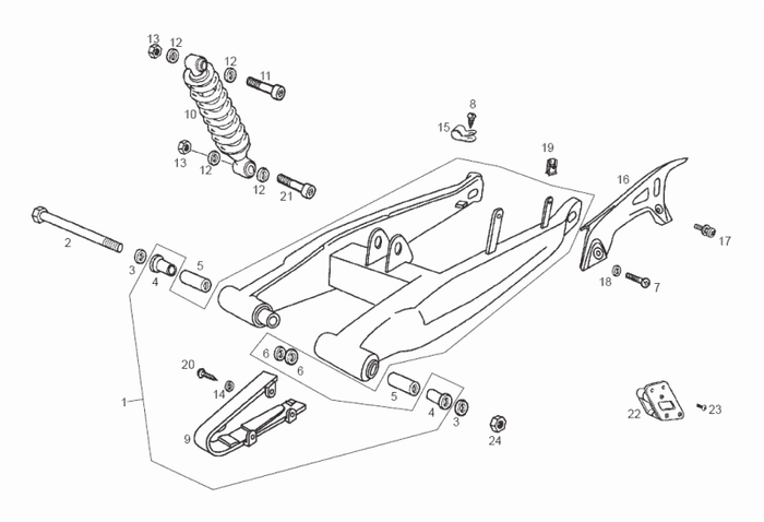 Derbi Senda SM 50 2T 3ª ED X-Treme E2 2008 – Schommelarm Schokbreker Achter