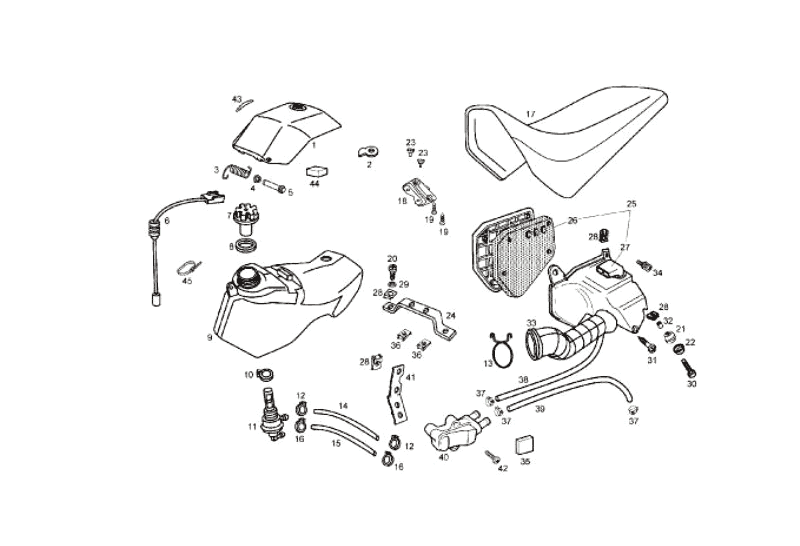 Derbi Senda SM 50 2T X-Treme E2 2010 – Benzinetank Luchtfilter Zadel