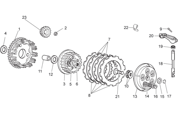 Derbi Senda SM 50 2T X-Treme E2 2010 – Koppeling
