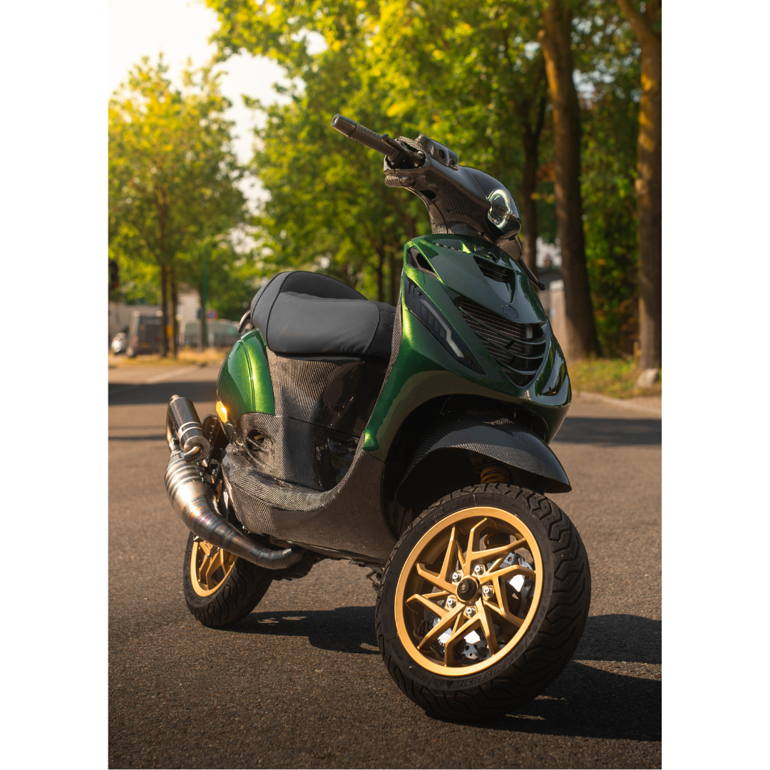 Velgenset Vespa RST Incl Remtrommel Adapter 12 Inch Mat Zwart Piaggio Zip SP